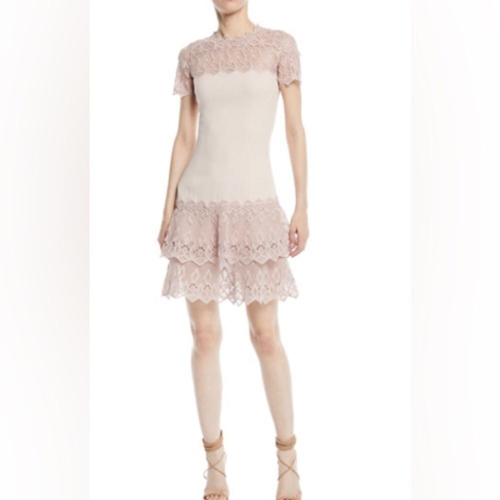 Jonathan Simkhai diamond crepe appliqué Mini Dress petal dress Pink 10
